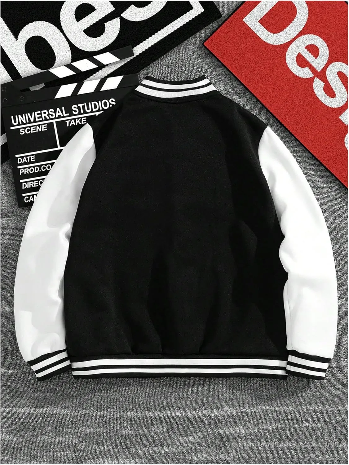 GORGLITTER Men's Letter Graphic Button Varsity Letterman Jackets Vintage Long Sleeve Bomber Jacket Coat