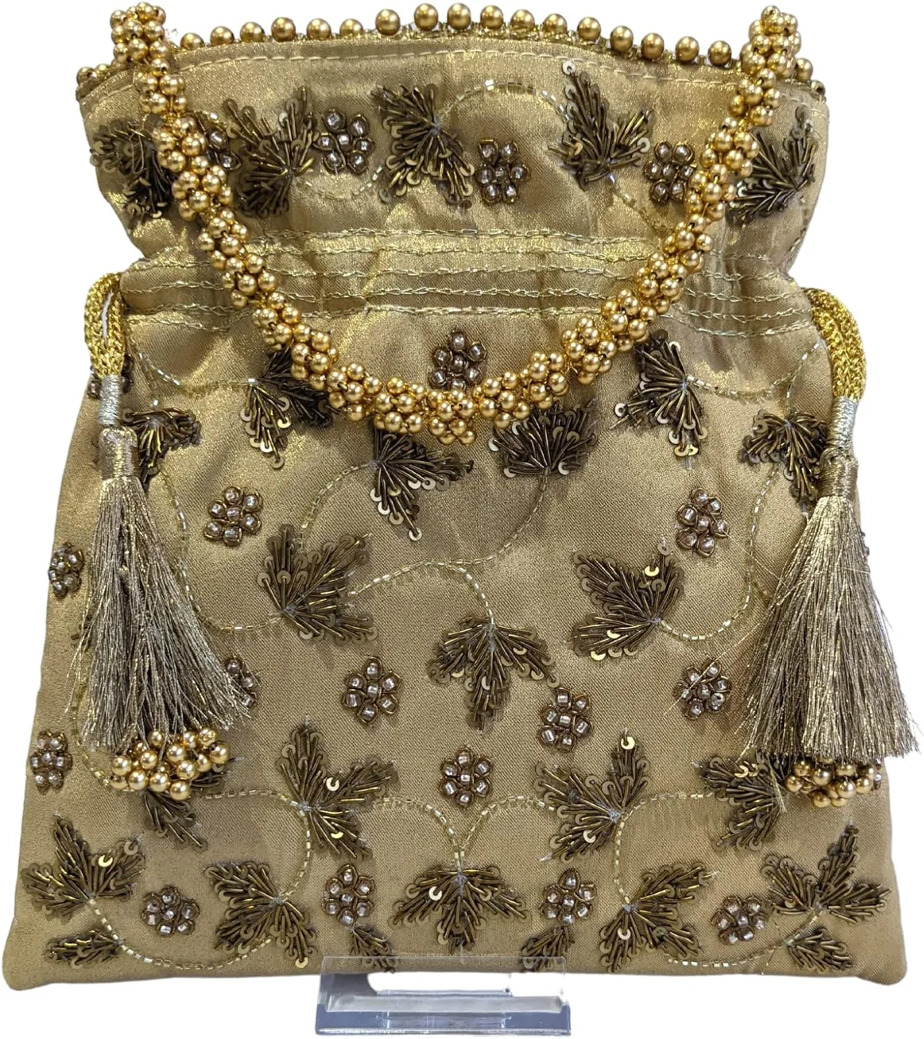 Handmade Indian Potli Bag For Women, Evening Bag With Drawstring Closure, Small Wristlet For Effortless Carrying