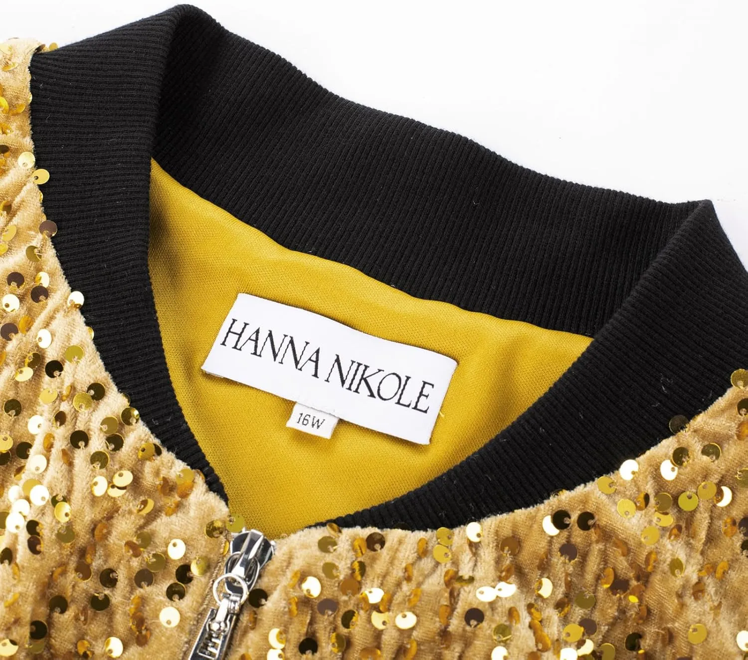 Hanna Nikole Women Plus Size Sequin Bomber Jacket Casual Long Sleeve Sparkly Blazer Bomber Jacket with Pockets for Party