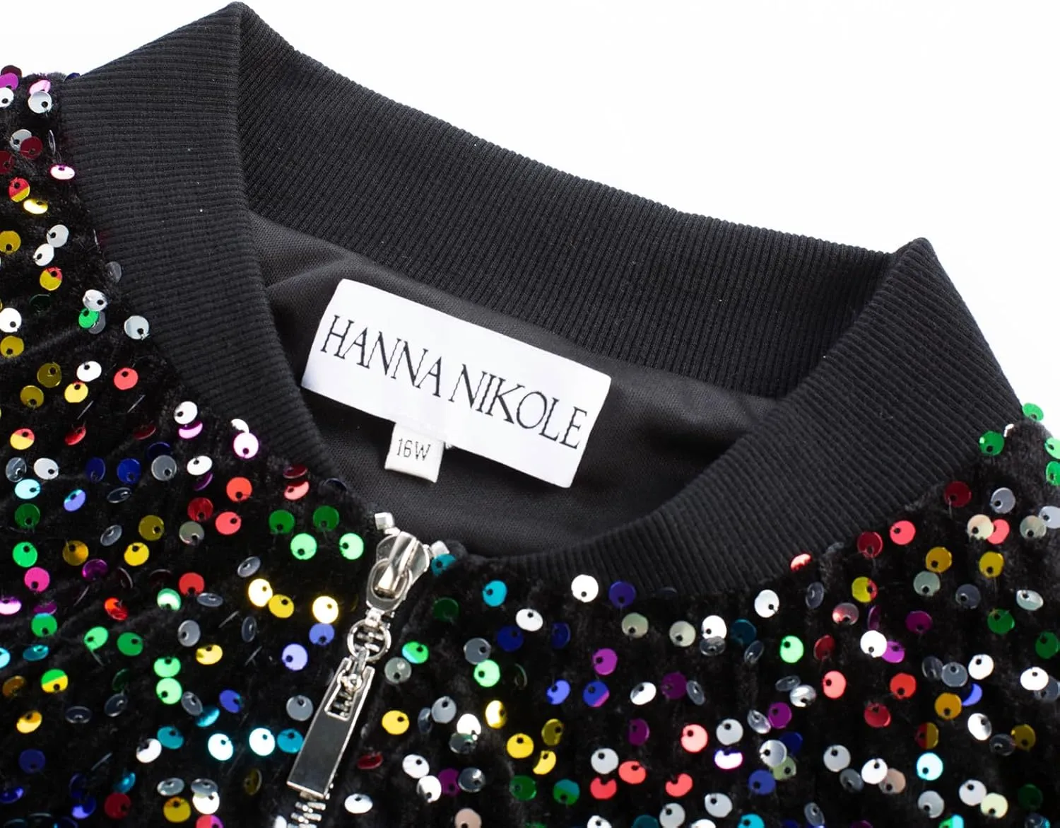 Hanna Nikole Women Plus Size Sequin Bomber Jacket Casual Long Sleeve Sparkly Blazer Bomber Jacket with Pockets for Party