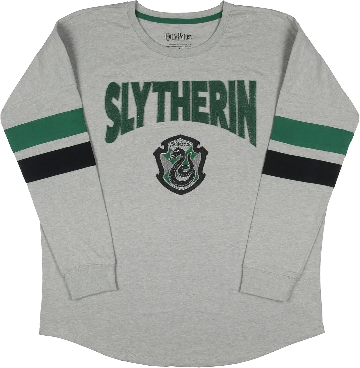 Harry Potter Women's Hogwarts Four Houses Crest Varsity Jersey Adult Junior's Long Sleeve T-Shirt