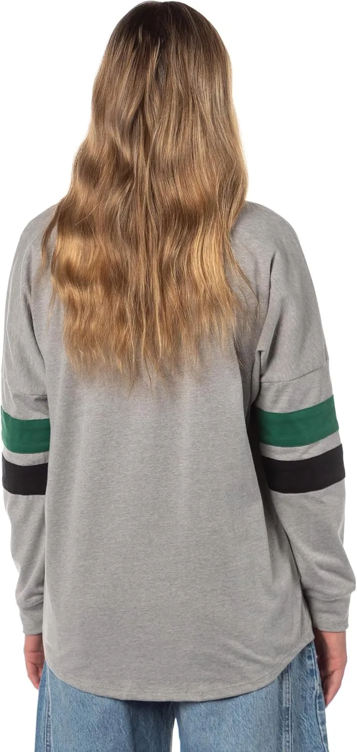 Harry Potter Women's Hogwarts Four Houses Crest Varsity Jersey Adult Junior's Long Sleeve T-Shirt