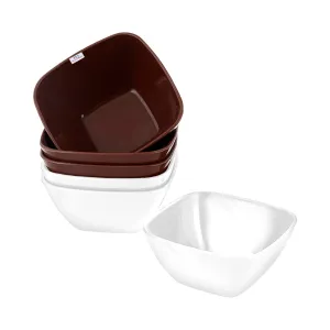 Heart Home Bowls|Plastic Serving Square Bowls|Katori for Kitchen|Microwave Safe Bowls for Rice|Soup|Pasta|250 ML|Pack of 6 (Multicolor)