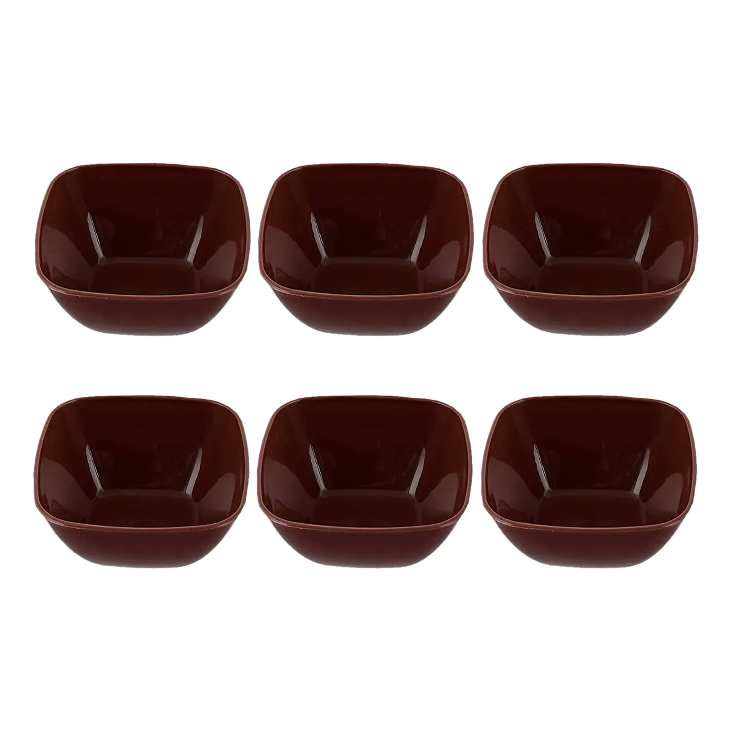 Heart Home Bowls|Plastic Serving Square Bowls|Katori for Kitchen|Microwave Safe Bowls for Rice|Soup|Pasta|250 ML|Pack of 6 (Multicolor)
