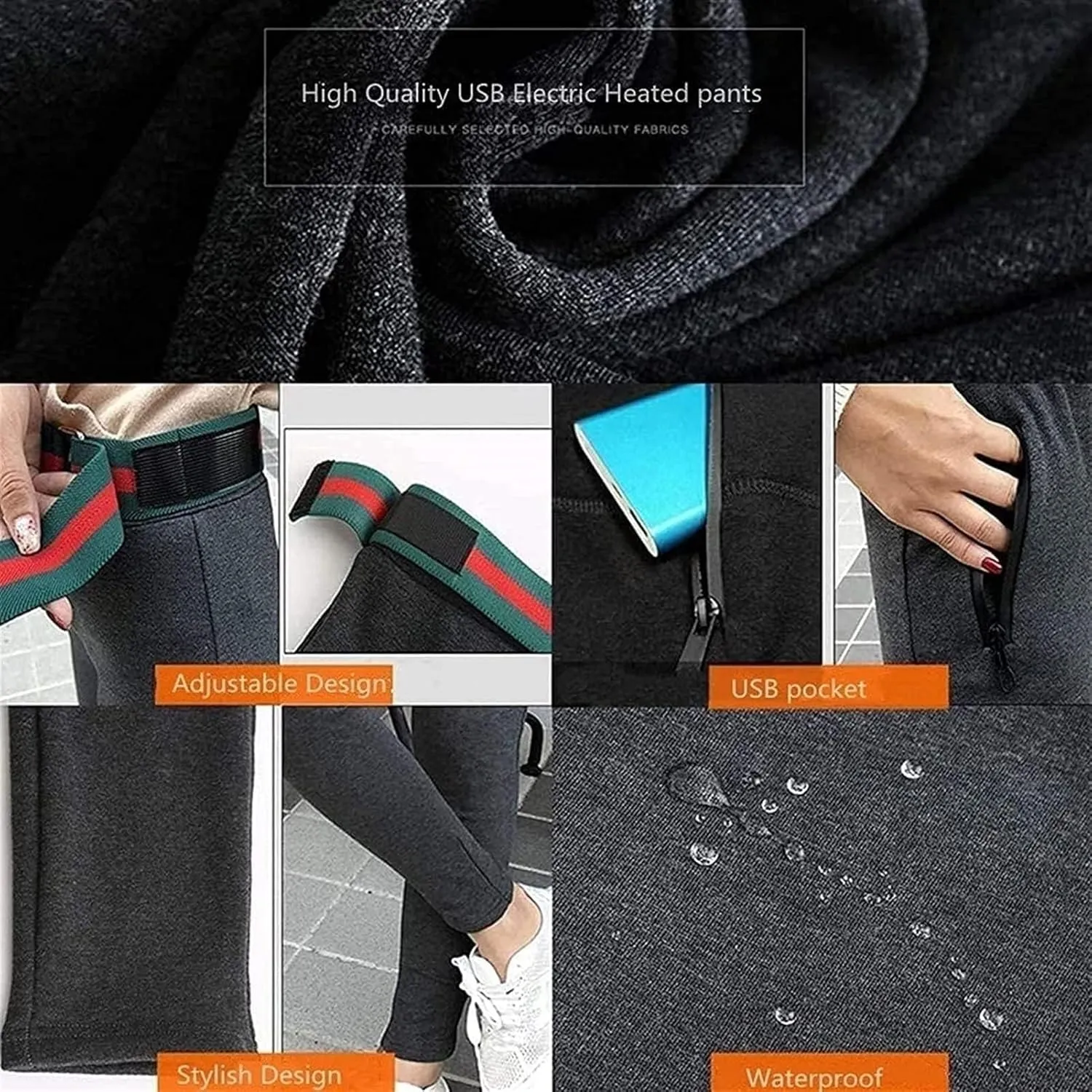 Heated Leggings for Men Women - Electric Heating Trousers Thermal Underwear, W/ 3 Heat Zones for Camping, Skiing