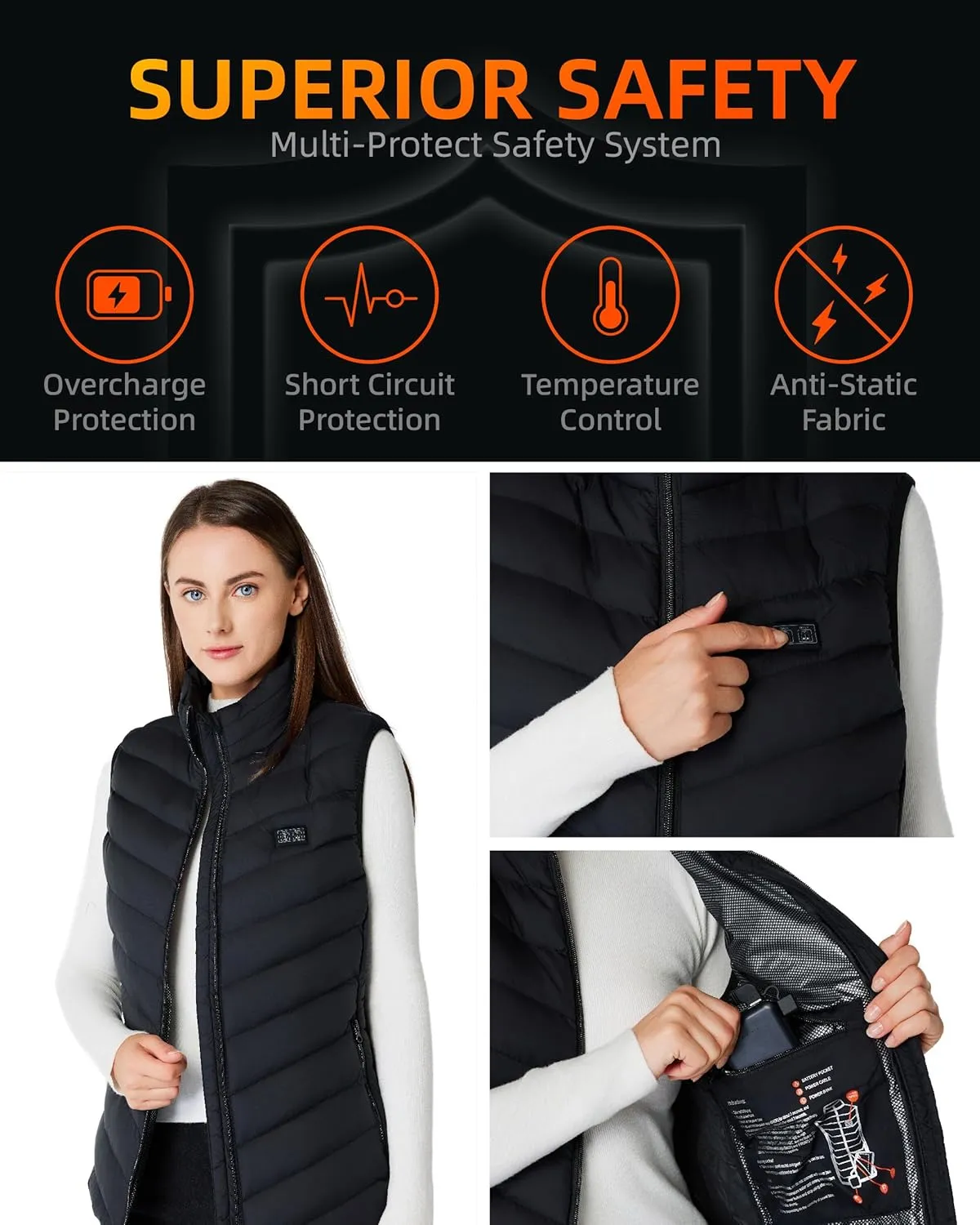 Heated Vest for Women, Lightweight Electric Heating Jacket Vests, Battery Pack not Included.