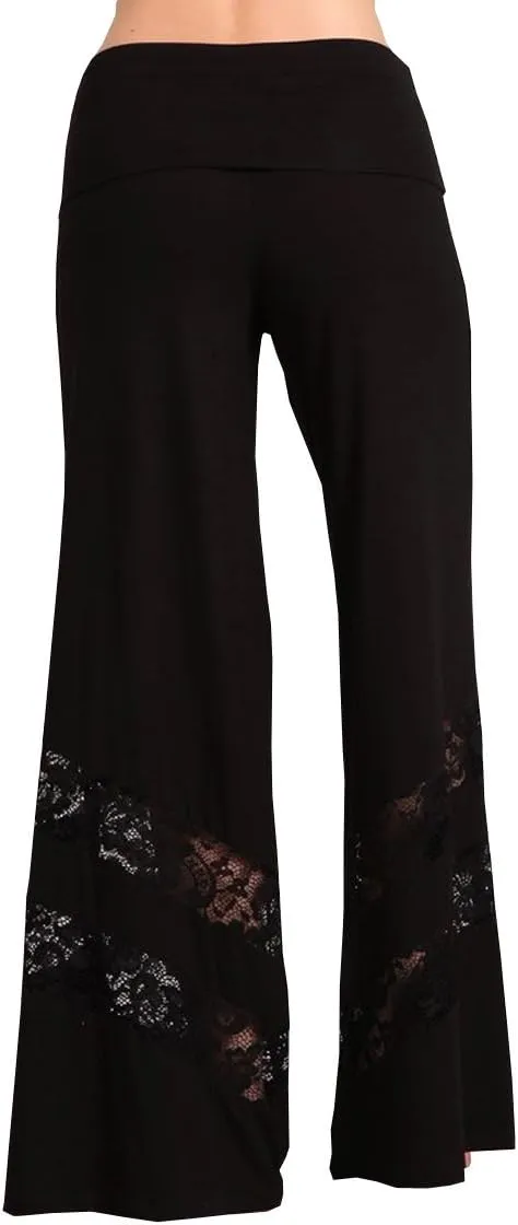 HEYHUN Womens Casual Tie Dye Solid Wide Leg Bottom Boho Hippie Lounge Palazzo Pants S-3XL