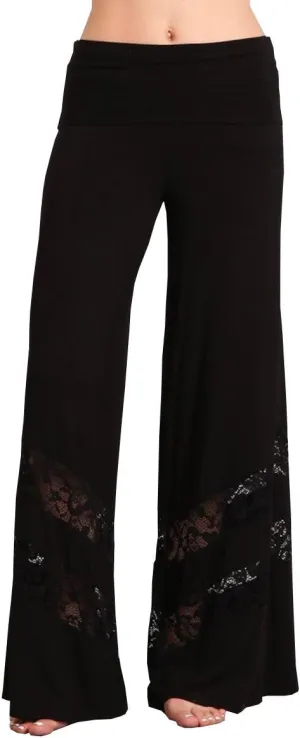 HEYHUN Womens Casual Tie Dye Solid Wide Leg Bottom Boho Hippie Lounge Palazzo Pants S-3XL
