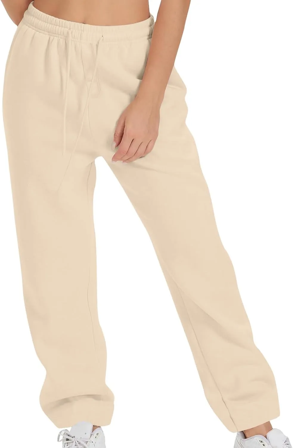 High Waist Straight Leg Sweatpants for Women Trendy Fall y2k Pant Trousers Fleece Athletic Joggers with Pockets