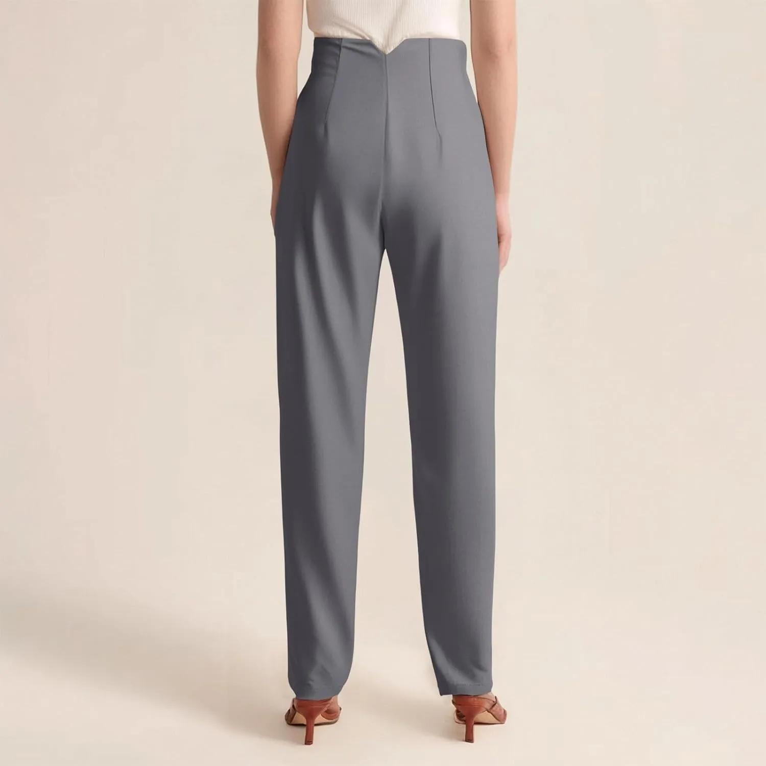 High Waisted Wide Leg Office Work Dress Pants for Women Business Casual Pull on Straight Leg Slacks Trousers Pockets