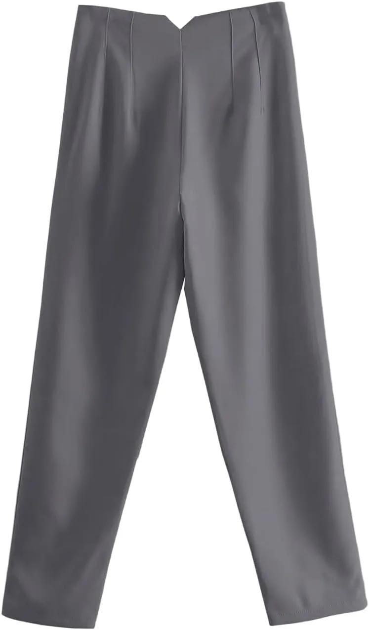 High Waisted Wide Leg Office Work Dress Pants for Women Business Casual Pull on Straight Leg Slacks Trousers Pockets