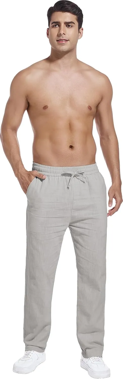 Hoerev Linen Cotton Casual Trousers - Breathe Easy with Lightweight Beach Shore Pants