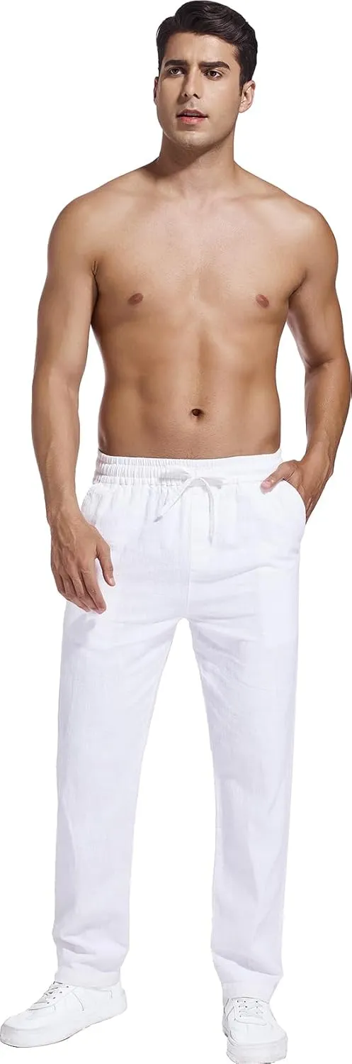 Hoerev Linen Cotton Casual Trousers - Breathe Easy with Lightweight Beach Shore Pants