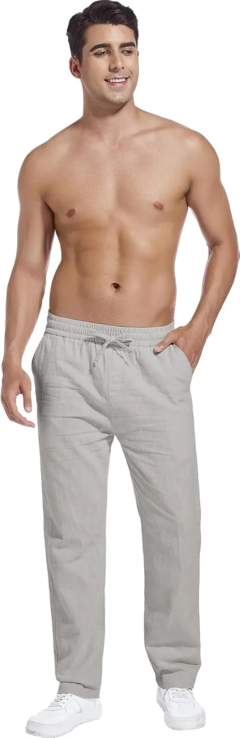 Hoerev Linen Cotton Casual Trousers - Breathe Easy with Lightweight Beach Shore Pants