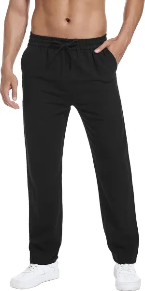 Hoerev Linen Cotton Casual Trousers - Breathe Easy with Lightweight Beach Shore Pants