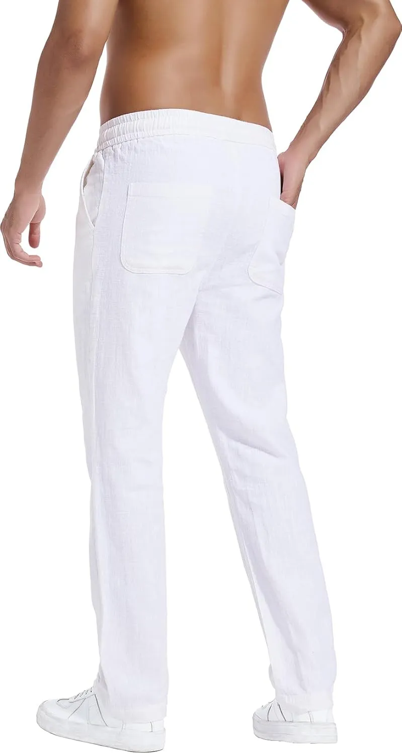 Hoerev Linen Cotton Casual Trousers - Breathe Easy with Lightweight Beach Shore Pants