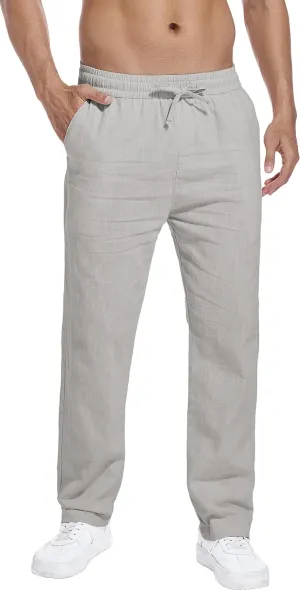 Hoerev Linen Cotton Casual Trousers - Breathe Easy with Lightweight Beach Shore Pants