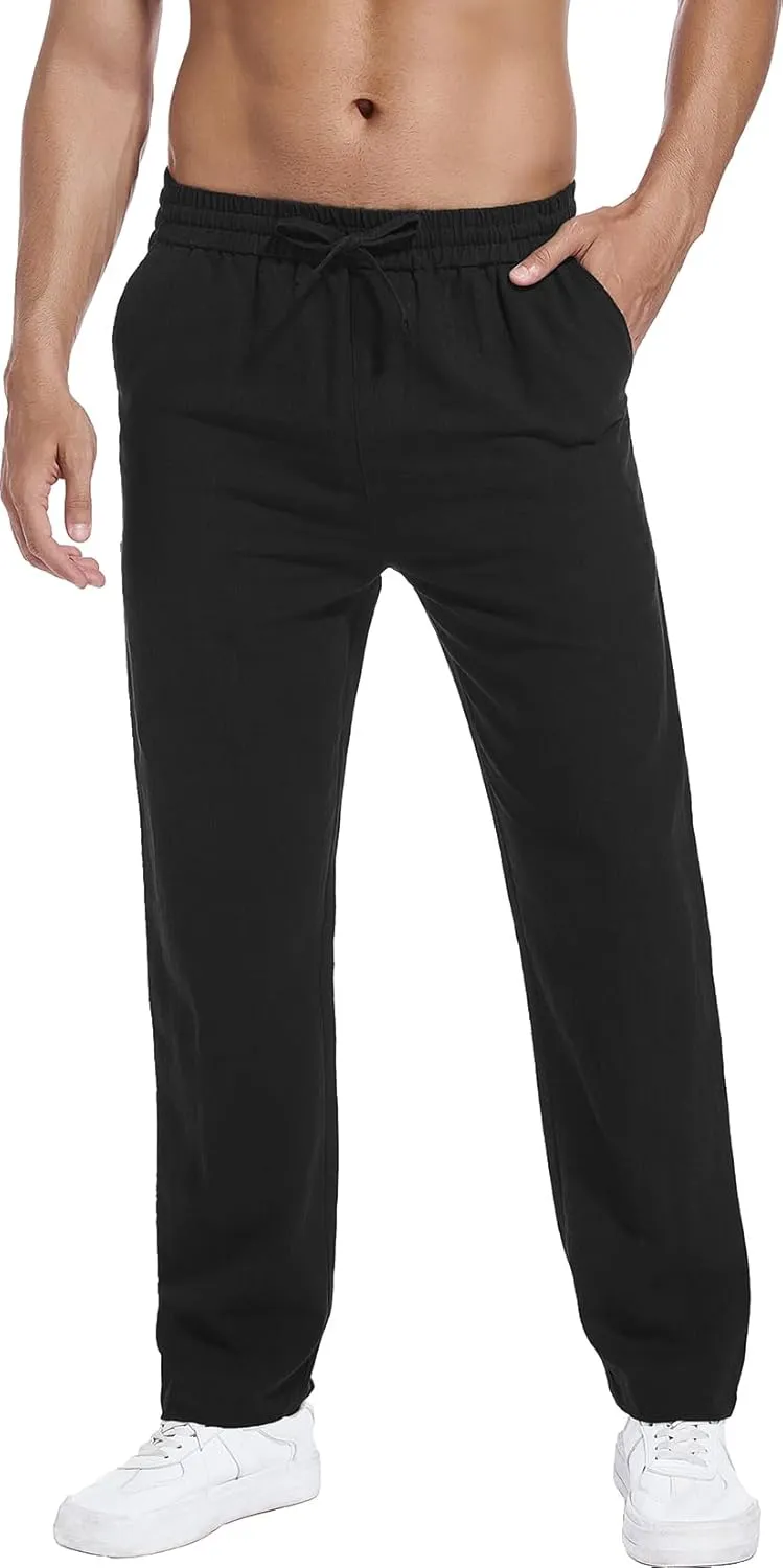 Hoerev Linen Cotton Casual Trousers - Breathe Easy with Lightweight Beach Shore Pants