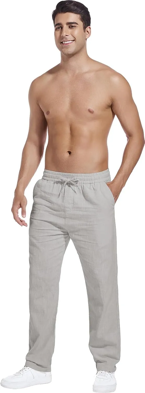 Hoerev Linen Cotton Casual Trousers - Breathe Easy with Lightweight Beach Shore Pants