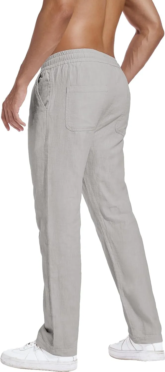 Hoerev Linen Cotton Casual Trousers - Breathe Easy with Lightweight Beach Shore Pants