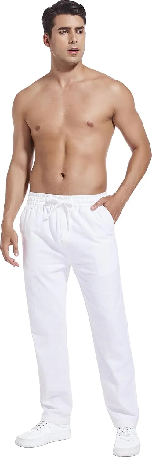 Hoerev Linen Cotton Casual Trousers - Breathe Easy with Lightweight Beach Shore Pants