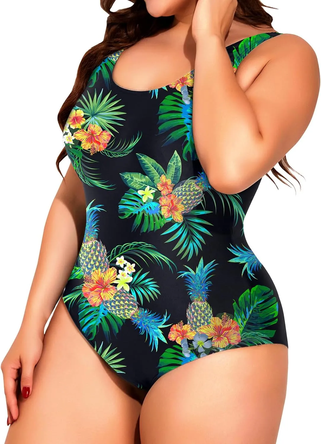 Holipick Womens Plus Size One Piece Swimsuits Tummy Control Bathing Suits Sporty Swimwear