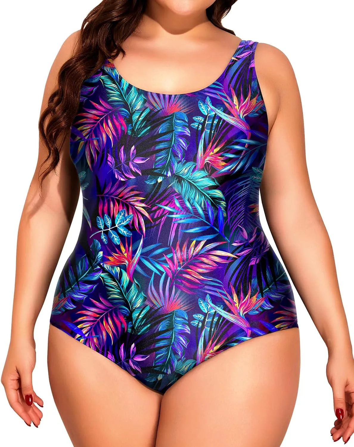 Holipick Womens Plus Size One Piece Swimsuits Tummy Control Bathing Suits Sporty Swimwear