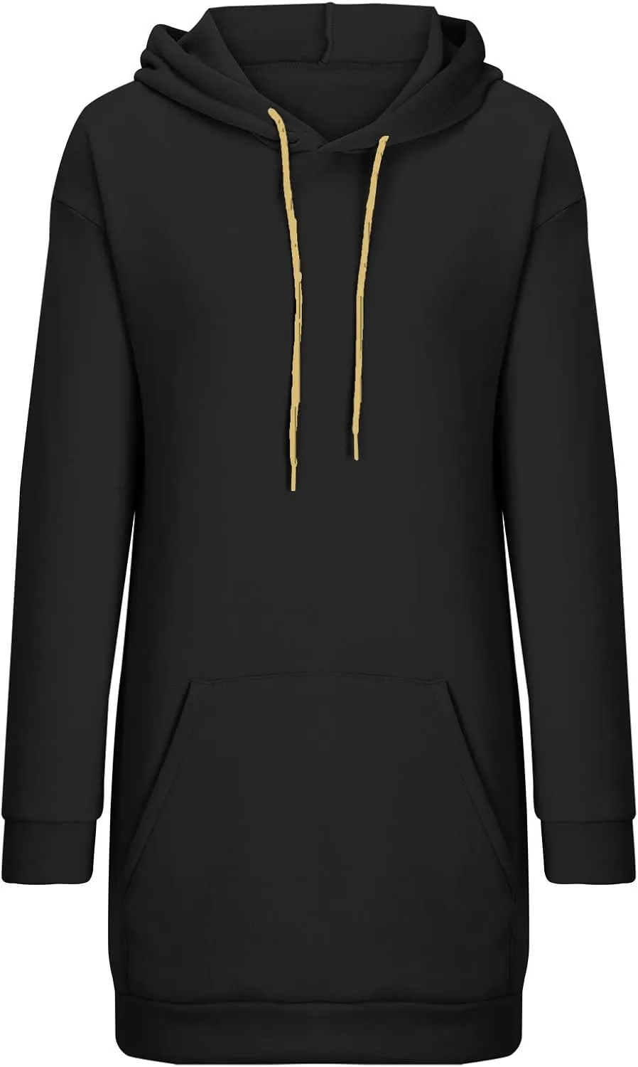Hoodie Dress for Women Solid Colour Long Sleeve Pullover Tops with Pocket Oversized Casual Fashion Sweatshirt Dress