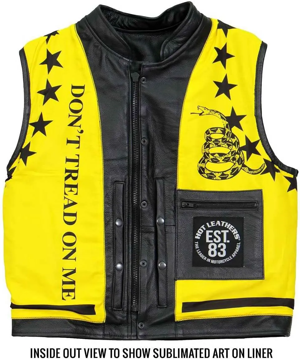 Hot Leathers Men's Standard V-Neck Leather Biker Vests, Vsm1053-black