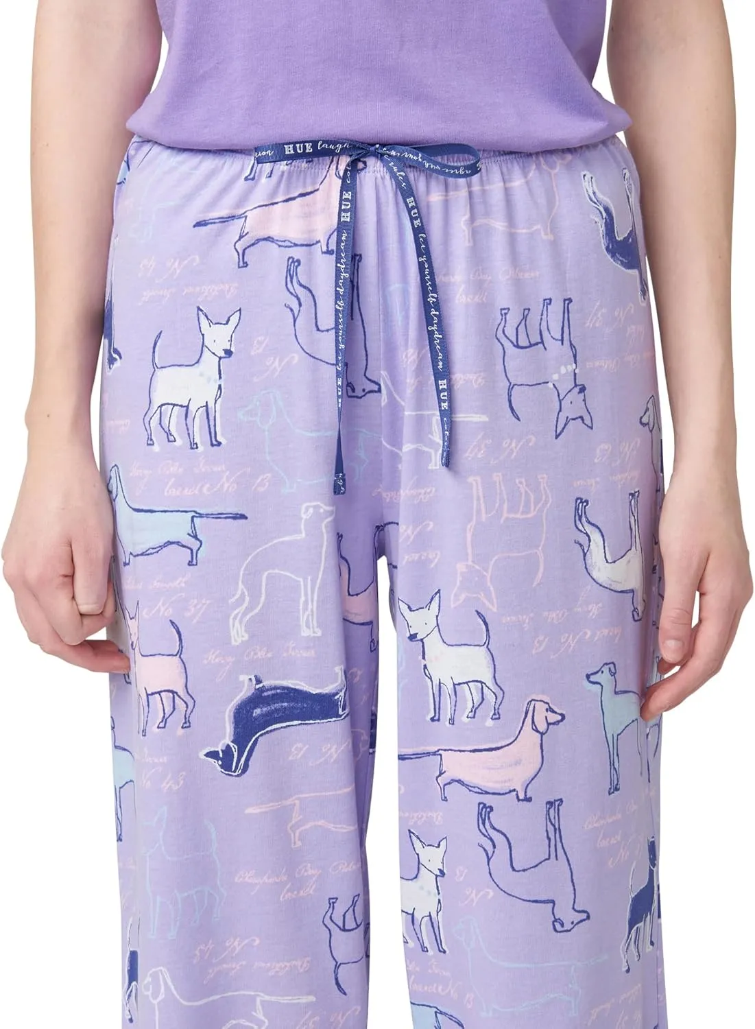 HUE Women's Spring Pajama Separates Soft Whimsical Print Flowers, Animals, Garden Themed Pjs, Cocktails