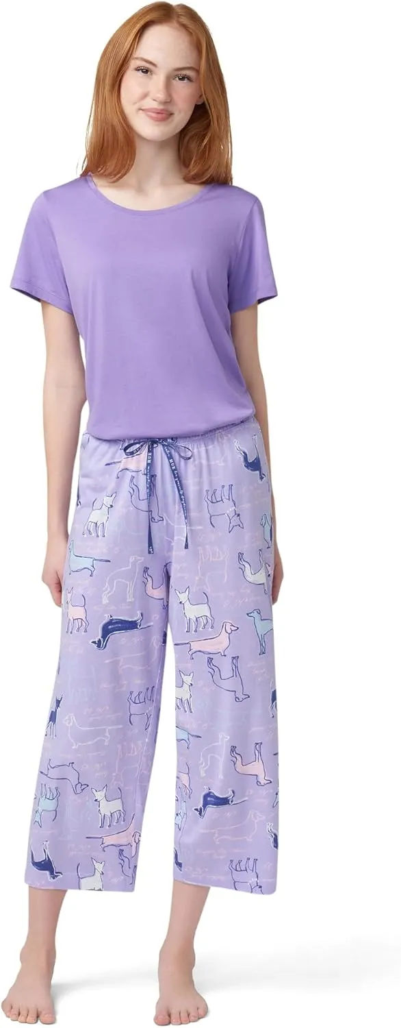 HUE Women's Spring Pajama Separates Soft Whimsical Print Flowers, Animals, Garden Themed Pjs, Cocktails