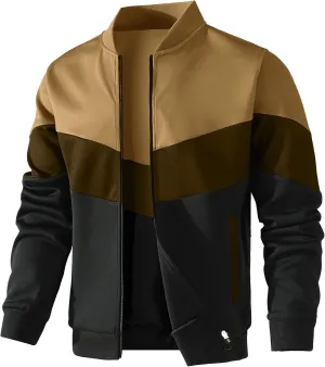 HYPESTFIT Mens Lightweight Jacket Casual Bomber Jacket Color Block Varsity Coat