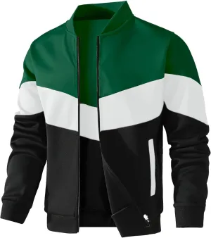 HYPESTFIT Mens Lightweight Jacket Casual Bomber Jacket Color Block Varsity Coat