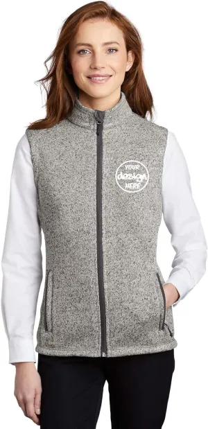 INK STITCH Women L236 Custom Embroidery Add Your Own Logo Texts Sweater Fleece Vests