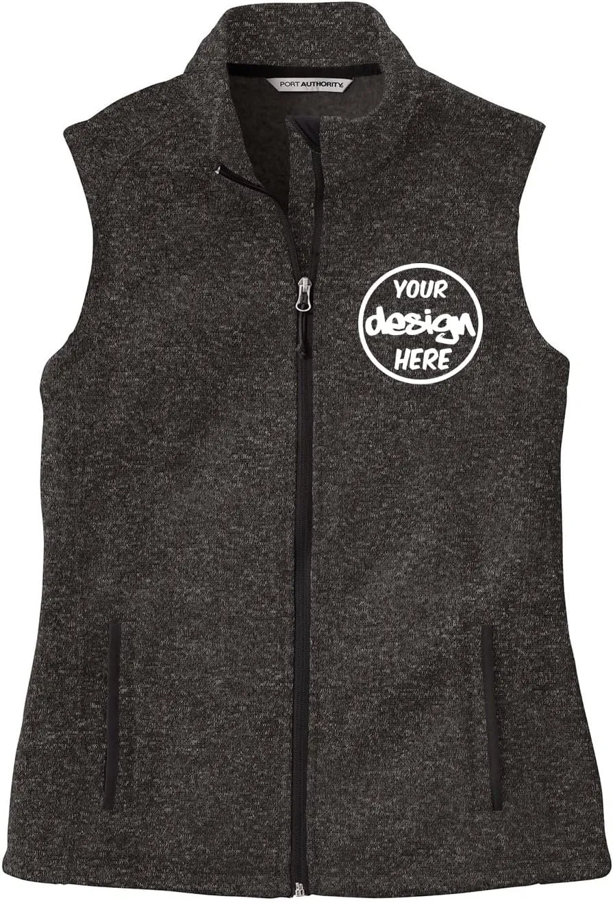 INK STITCH Women L236 Custom Embroidery Add Your Own Logo Texts Sweater Fleece Vests