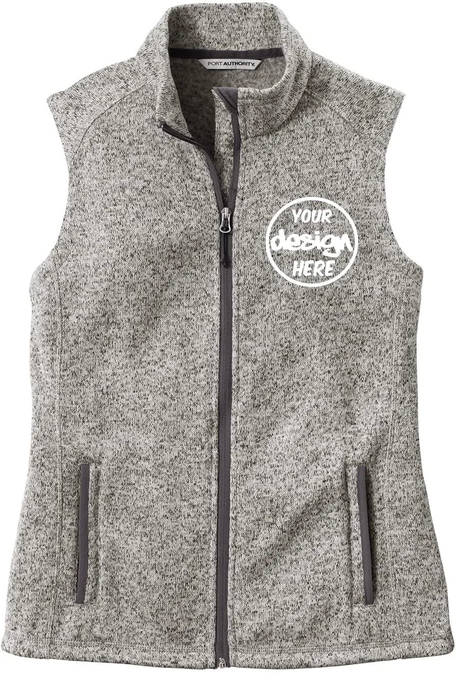 INK STITCH Women L236 Custom Embroidery Add Your Own Logo Texts Sweater Fleece Vests