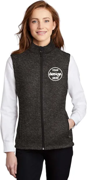 INK STITCH Women L236 Custom Embroidery Add Your Own Logo Texts Sweater Fleece Vests