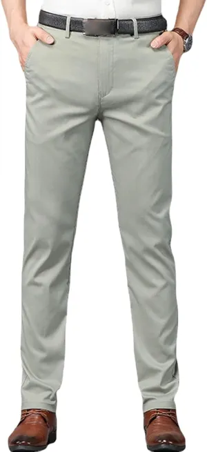 JEShifangjiusu Men's Slim Fit Dress Pant Straight-Fit Casual Stretch Khaki Pant Wrinkle-Resistant Flat-Front Chino Pant (40,Light Green), Light Green, 40