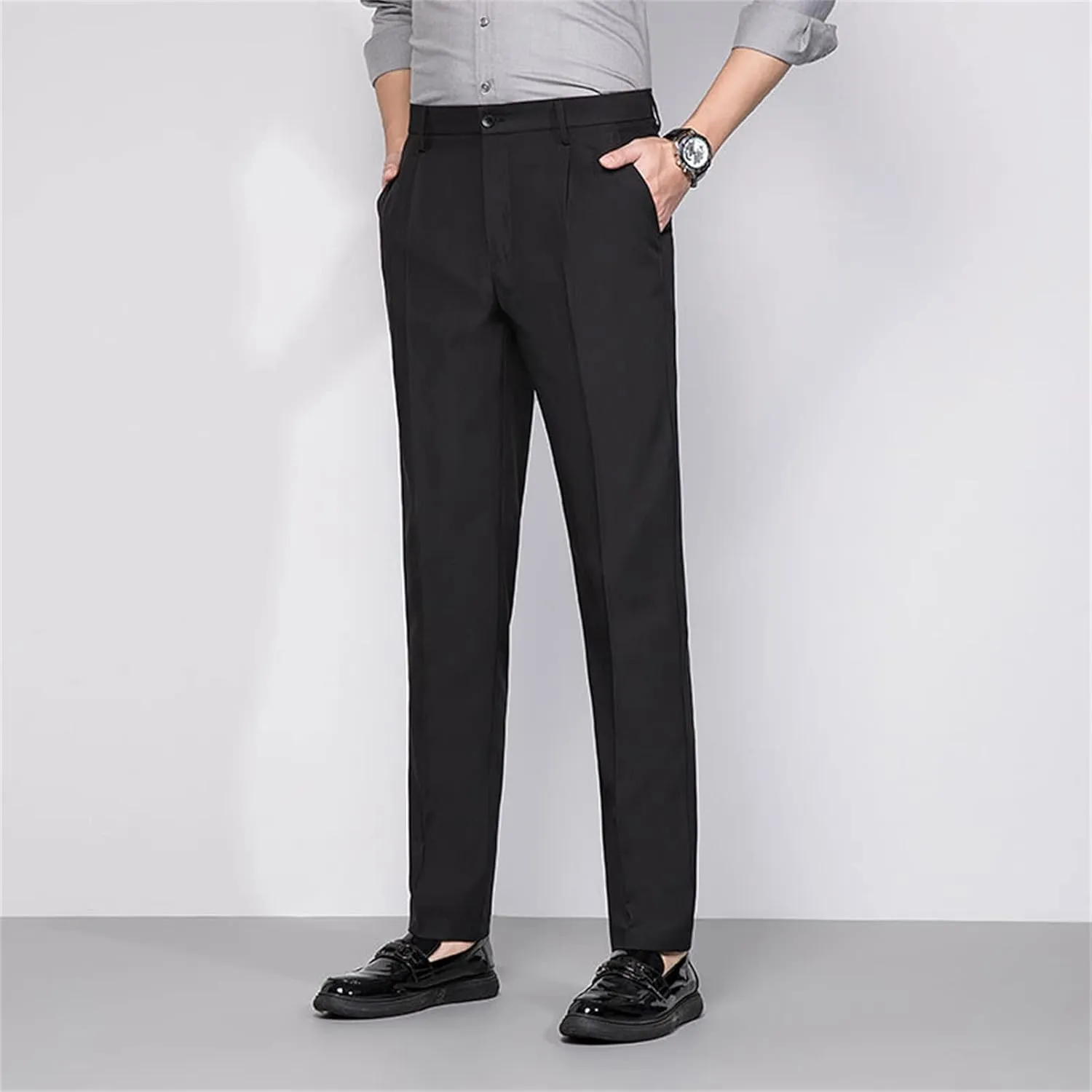 JEShifangjiusu Men's Slim Fit Dress Pants No Iron Premiu Formal Pants Dress Slacks Classic Fit Flat Front Stretch Chino Pant