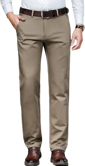 JEShifangjiusu Men's Stretch Dress Pants Slim Fit Skinny Suit Pant Business Flex Flat Front Pant Wrinkle-Resistant Chino Pant (30,Khaki), Khaki, 30