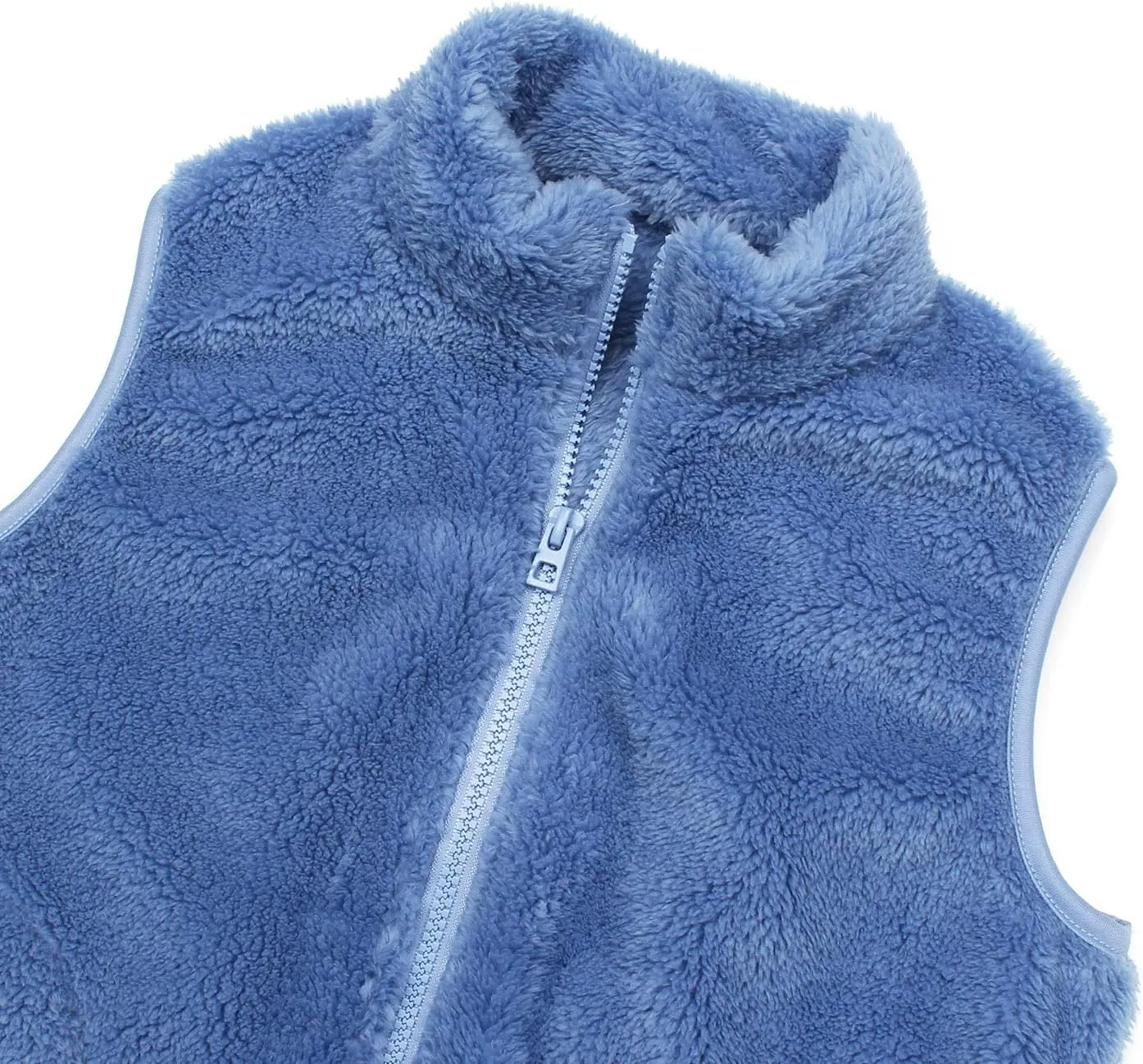 JESKIDS Girls' Boys Sherpa Fleece Vest Outwear Lightweight Solid Color Cute Jacket with Pockets 2-11 Years