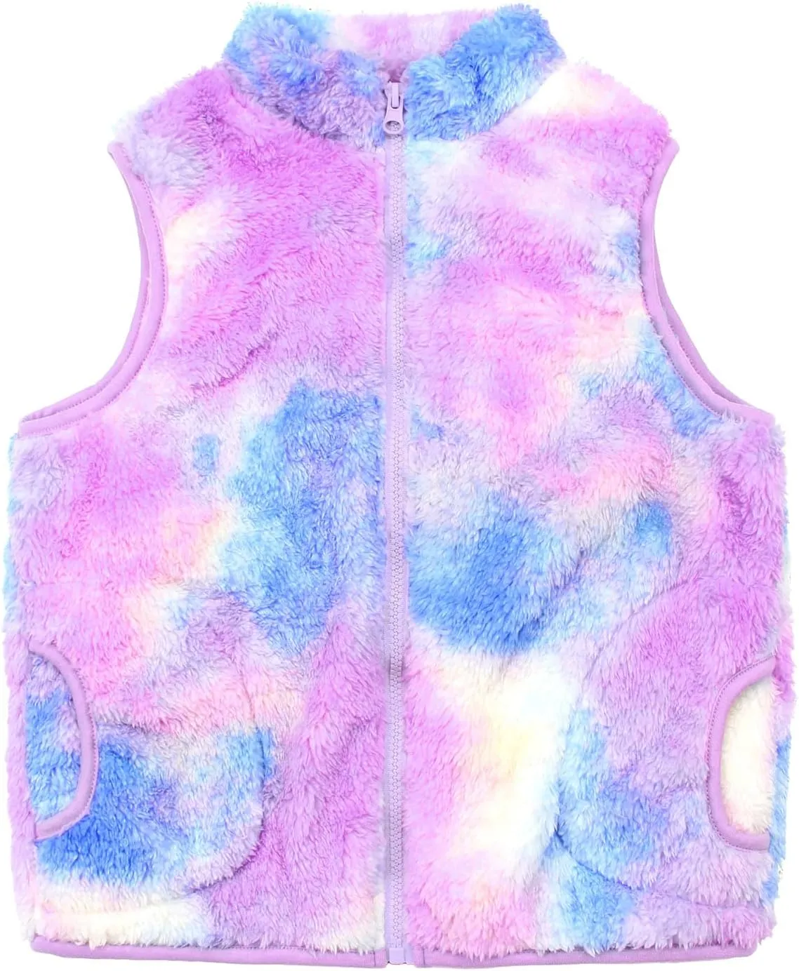 JESKIDS Girls' Boys Sherpa Fleece Vest Outwear Lightweight Solid Color Cute Jacket with Pockets 2-11 Years