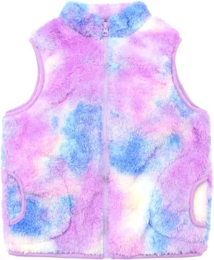 JESKIDS Girls' Boys Sherpa Fleece Vest Outwear Lightweight Solid Color Cute Jacket with Pockets 2-11 Years