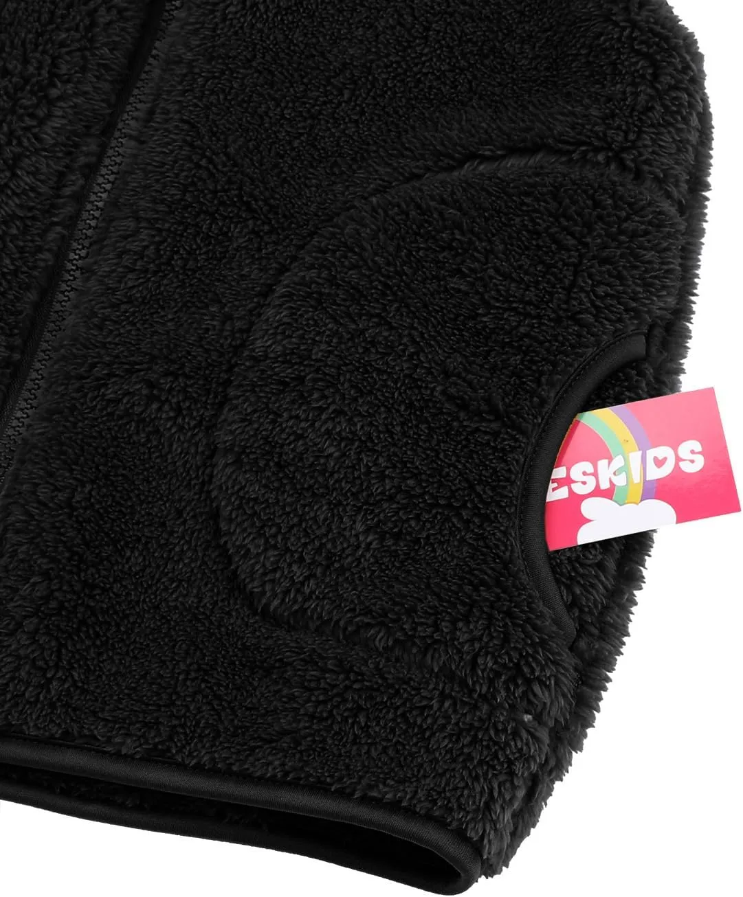 JESKIDS Girls' Boys Sherpa Fleece Vest Outwear Lightweight Solid Color Cute Jacket with Pockets 2-11 Years