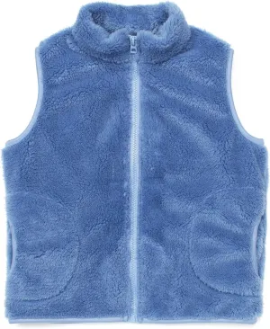 JESKIDS Girls' Boys Sherpa Fleece Vest Outwear Lightweight Solid Color Cute Jacket with Pockets 2-11 Years