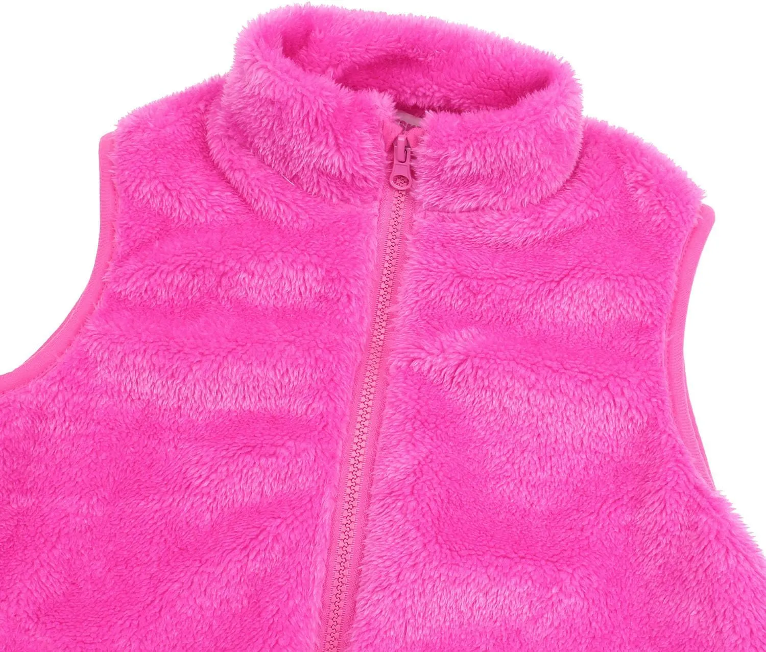 JESKIDS Girls' Boys Sherpa Fleece Vest Outwear Lightweight Solid Color Cute Jacket with Pockets 2-11 Years