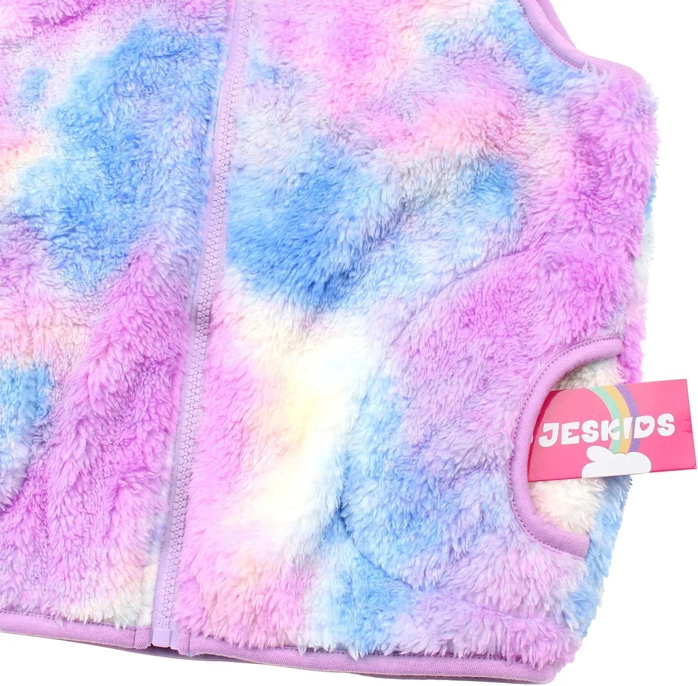 JESKIDS Girls' Boys Sherpa Fleece Vest Outwear Lightweight Solid Color Cute Jacket with Pockets 2-11 Years