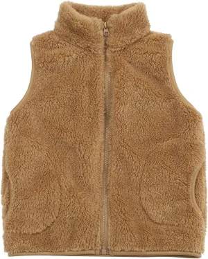 JESKIDS Girls' Boys Sherpa Fleece Vest Outwear Lightweight Solid Color Cute Jacket with Pockets 2-11 Years