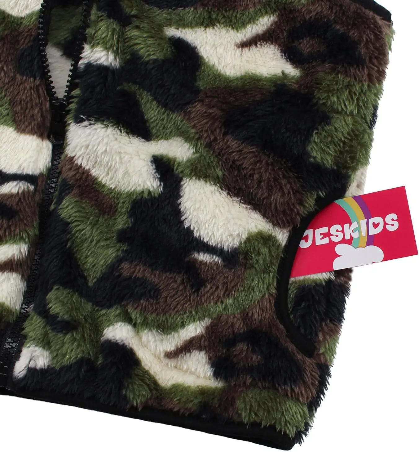 JESKIDS Girls' Boys Sherpa Fleece Vest Outwear Lightweight Solid Color Cute Jacket with Pockets 2-11 Years