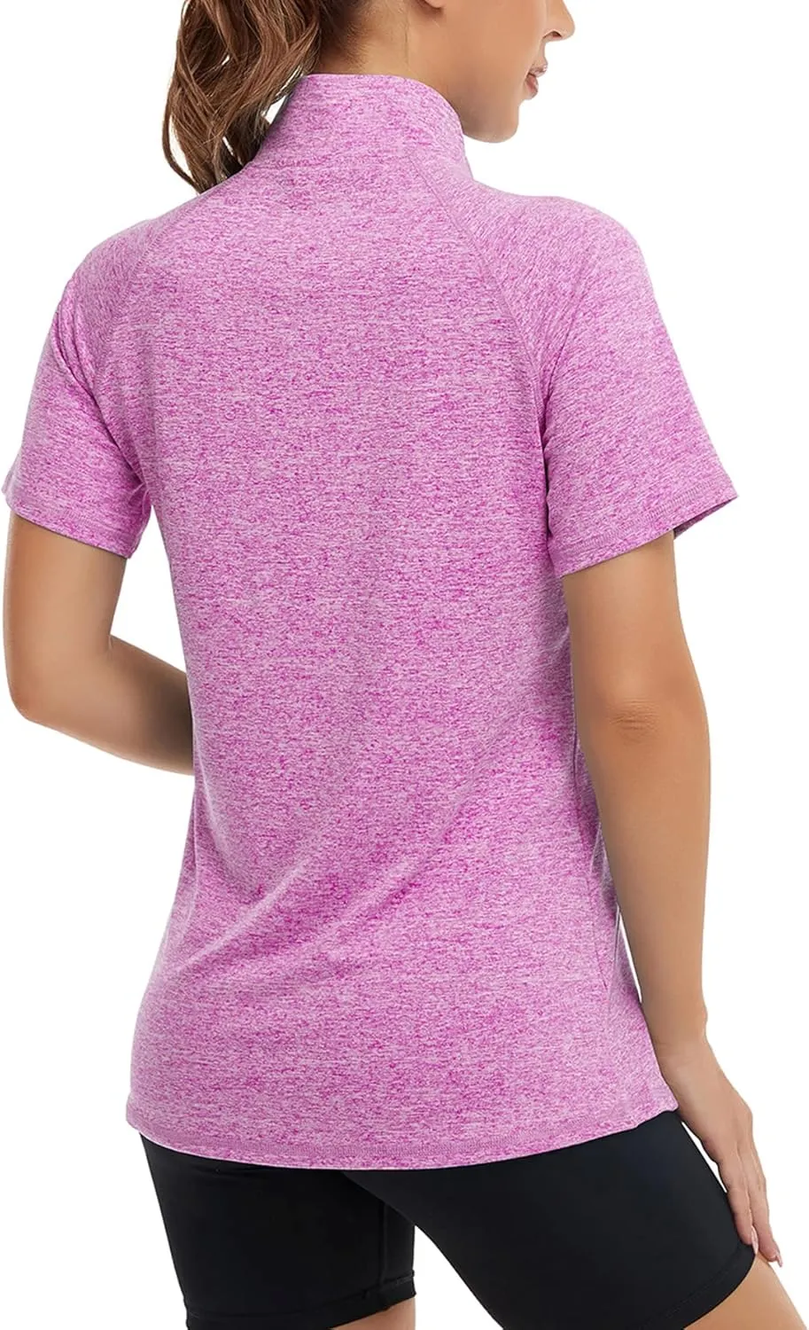 Koscacy Womens Quarter Zip Polo Shirts Short Sleeve Quick Dry Golf Tennis Athletic Tops (S-2XL)